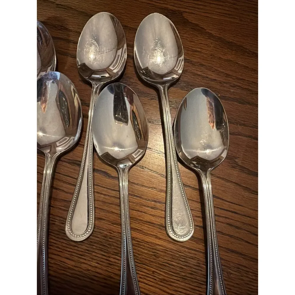 10 Soup Spoons CONTINENTAL BEAD Wallace 18/10 Stainless Replacements Tablespoon